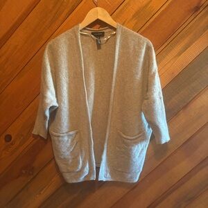 Halogen Beige 100% cashmere Open-Front Sweater/cardigan